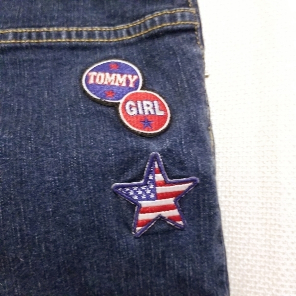 TOMMY Girl Y2K 13 denim capris Americana  Patches - Picture 10 of 11